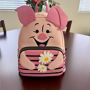 Disney Loungefly Pink Piglet Backpack with Daisy Accents-brand new